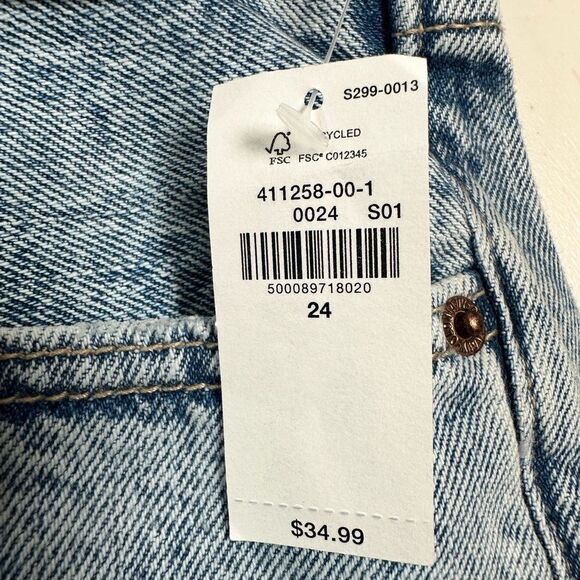 NWT Old Navy Plus Size Light Blue High Waist Raw Hem Cuffes Denim Shorts Size 24 - Picture 5 of 9